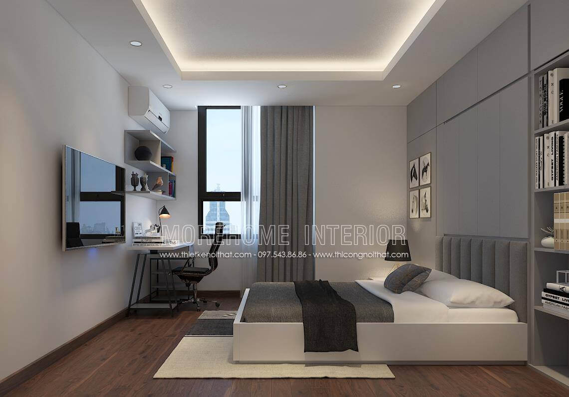 Trang trí nội thất phòng ngủ đơn giản, tone màu trắng trang nhã dễ chịu