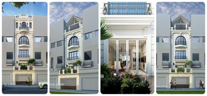 Kiến trúc nhà liền kề tổng hợp cổ điển và hiện đại được thiết kế tại Khu Đô Thị Văn Quán Hà Đông.
